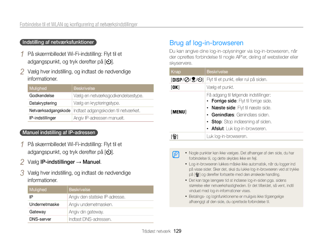 Samsung EC-WB850FBPBE2 manual Brug af log-in-browseren, På skærmbilledet Wi-Fi-indstilling Flyt til et, Informationer 