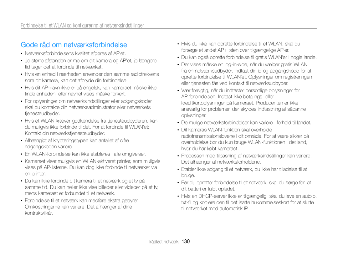 Samsung EC-WB850FBPBE2 manual Gode råd om netværksforbindelse 