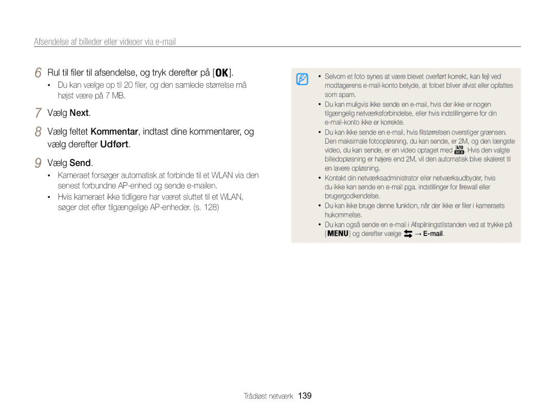 Samsung EC-WB850FBPBE2 manual Rul til filer til afsendelse, og tryk derefter på 