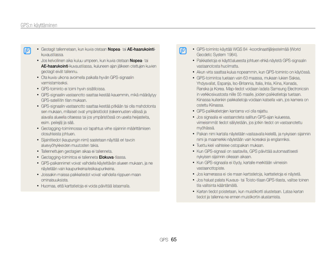 Samsung EC-WB850FBPBE2 manual GPSn käyttäminen 