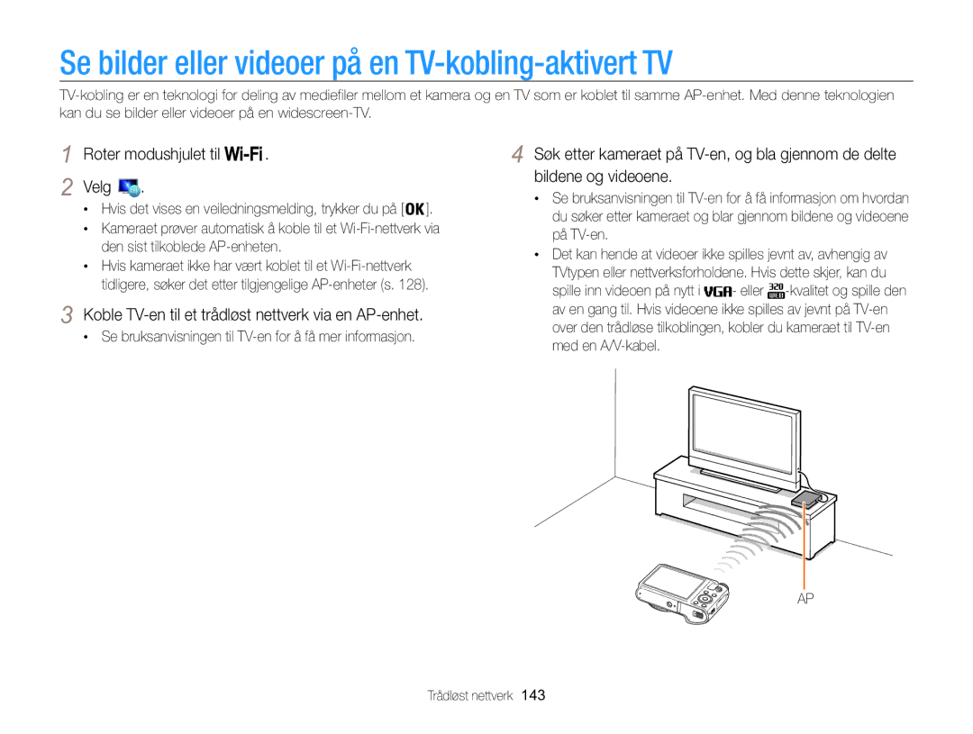 Samsung EC-WB850FBPBE2 manual Se bilder eller videoer på en TV-kobling-aktivert TV 