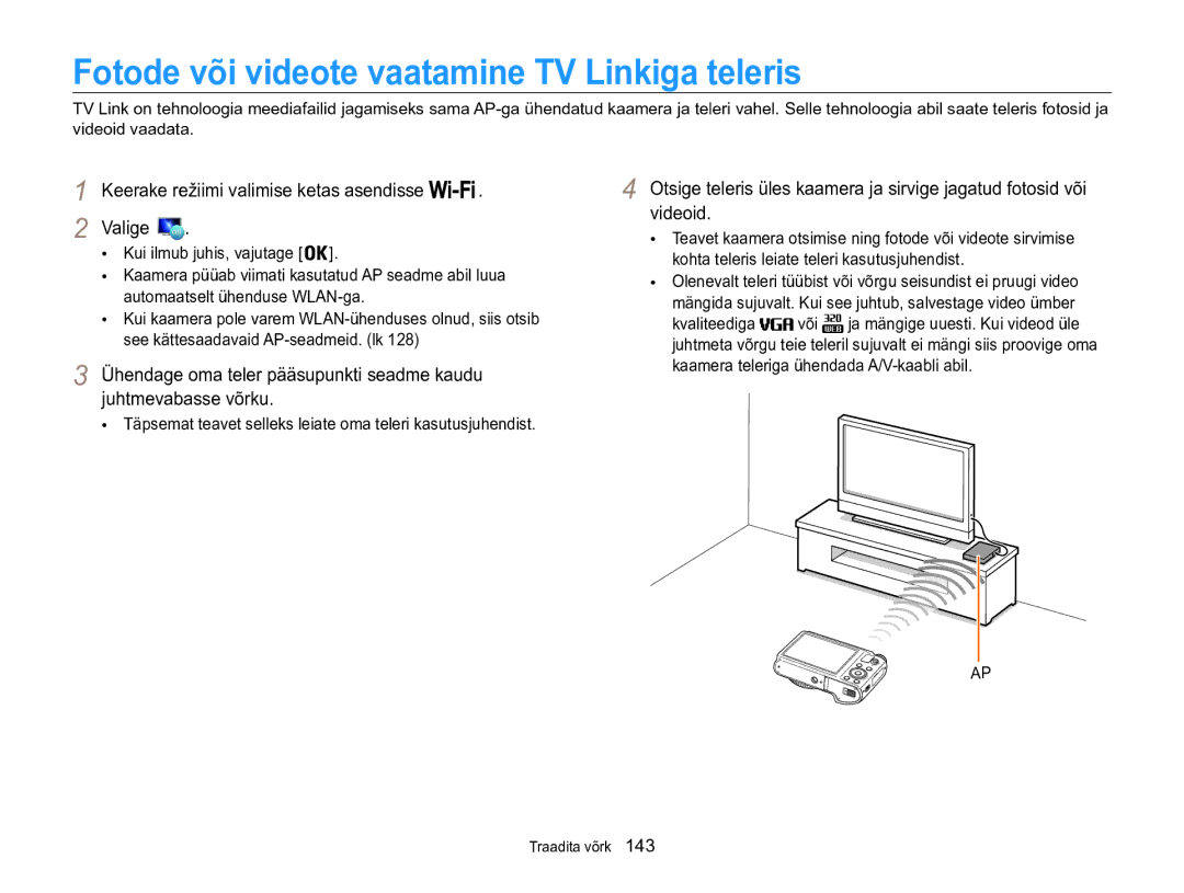 Samsung EC-WB850FBPBE2 Fotode või videote vaatamine TV Linkiga teleris, Keerake režiimi valimise ketas asendisse Valige 