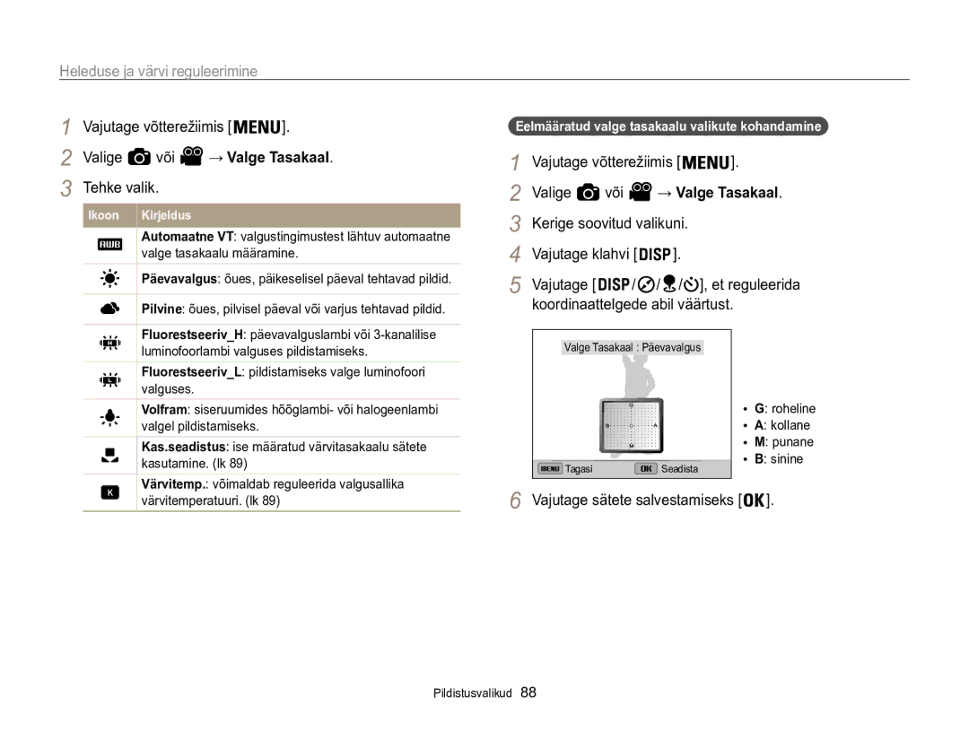 Samsung EC-WB850FBPBE2 manual Vajutage võtterežiimis Valige Või, Kerige soovitud valikuni 