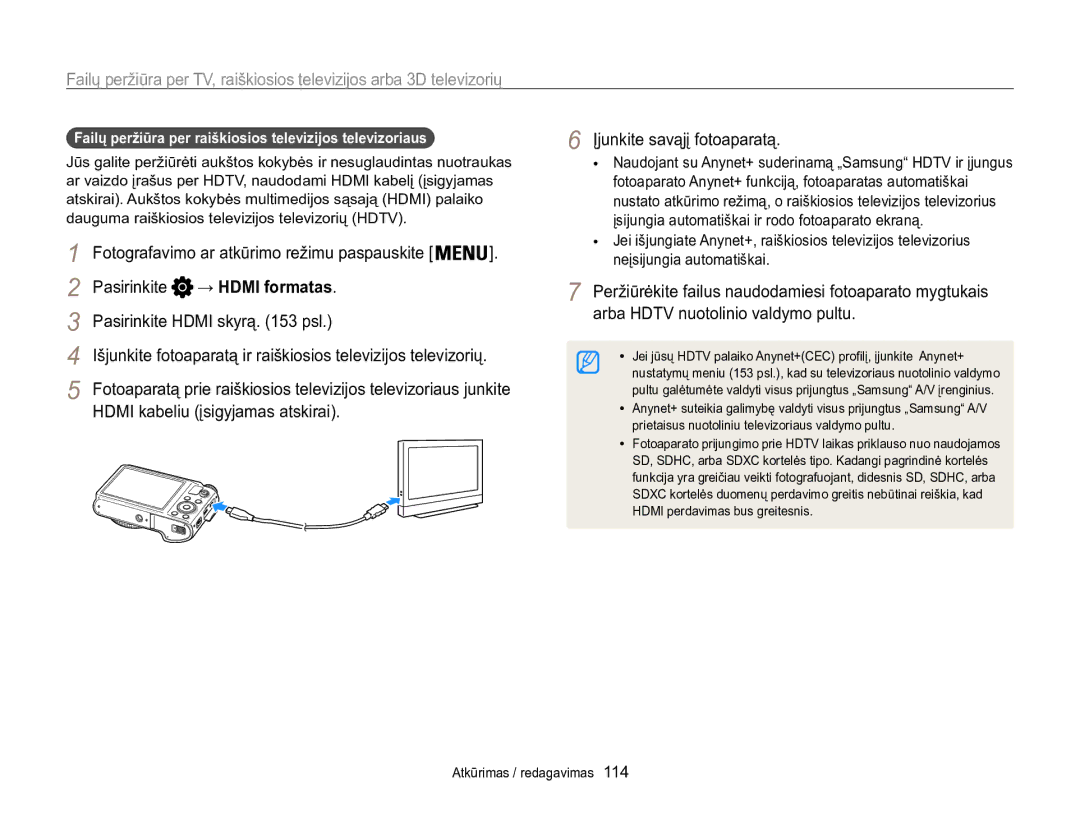 Samsung EC-WB850FBPBE2 manual Failų peržiūra per raiškiosios televizijos televizoriaus 