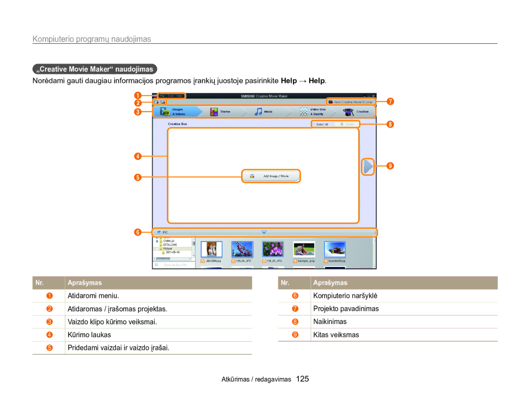 Samsung EC-WB850FBPBE2 manual Pridedami vaizdai ir vaizdo įrašai 