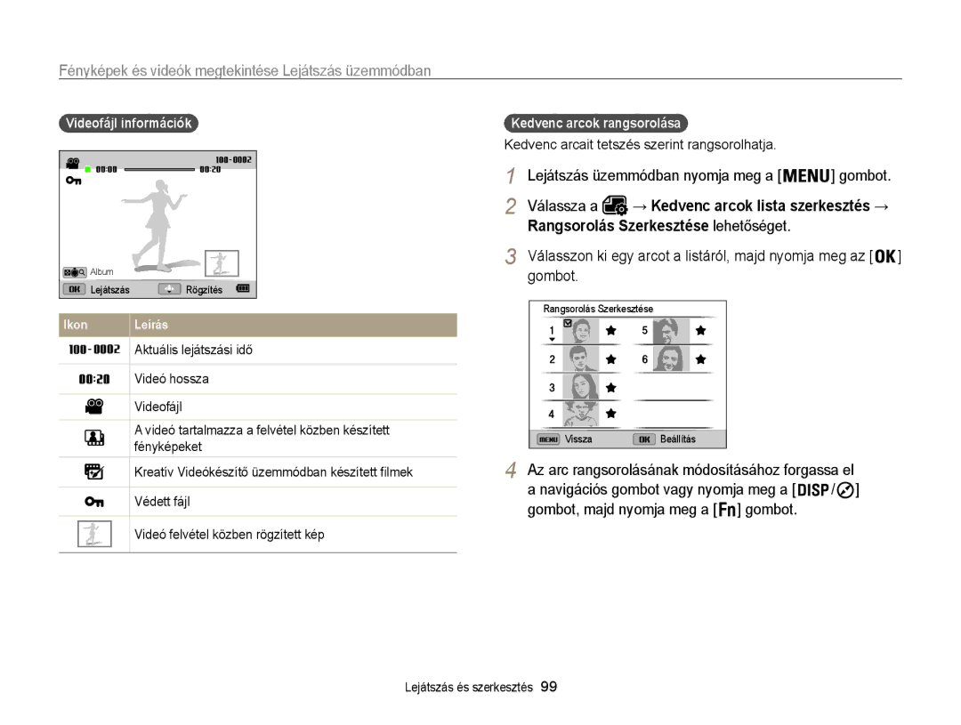 Samsung EC-WB855FBDBE3 manual Fényképek és videók megtekintése Lejátszás üzemmódban, Lejátszás üzemmódban nyomja meg a 