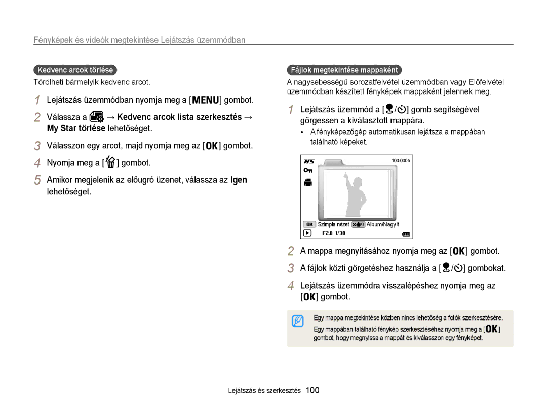 Samsung EC-WB850FBPBE2, EC-WB850FBPBE3 manual Lejátszás üzemmódra visszalépéshez nyomja meg az gombot, Kedvenc arcok törlése 