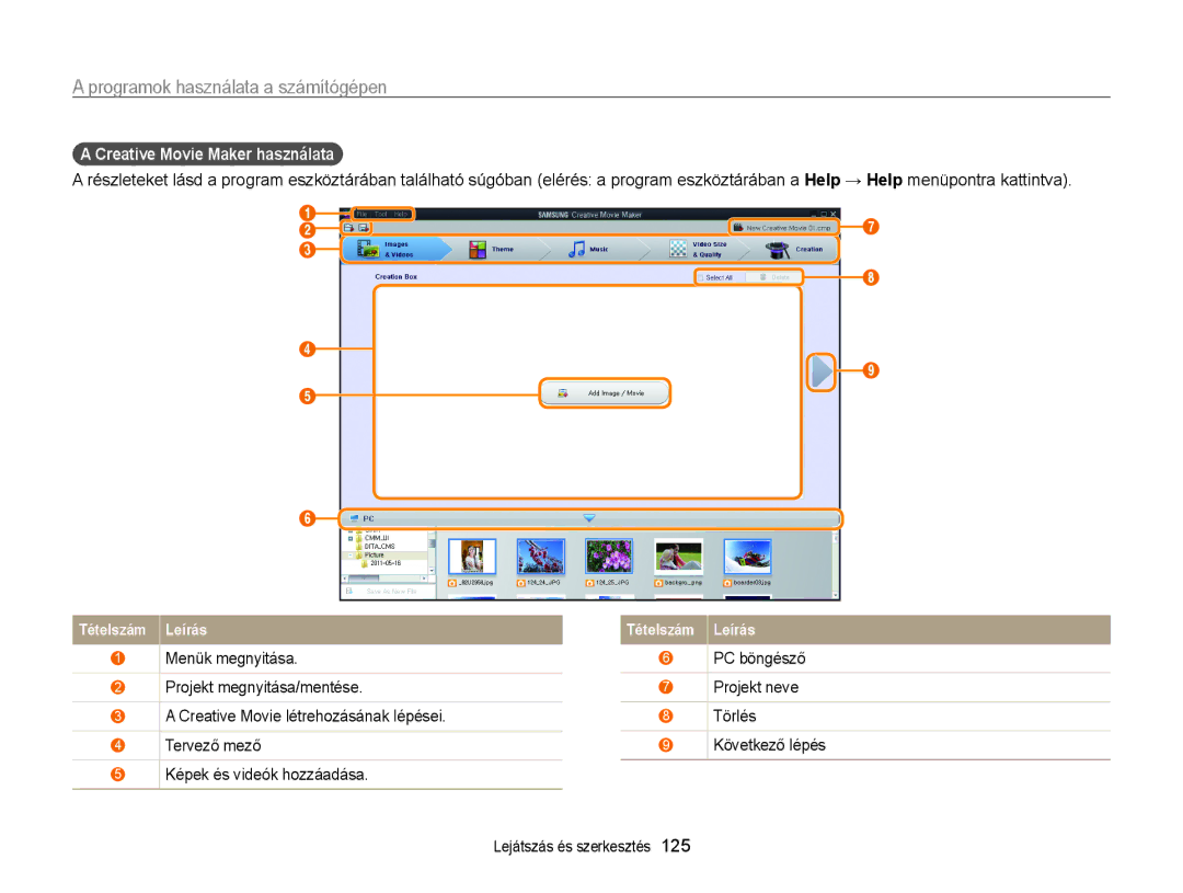 Samsung EC-WB850FBPBE3, EC-WB855FBDBE3, EC-WB850FBPBE2 manual PC böngésző Projekt neve Törlés Következő lépés 