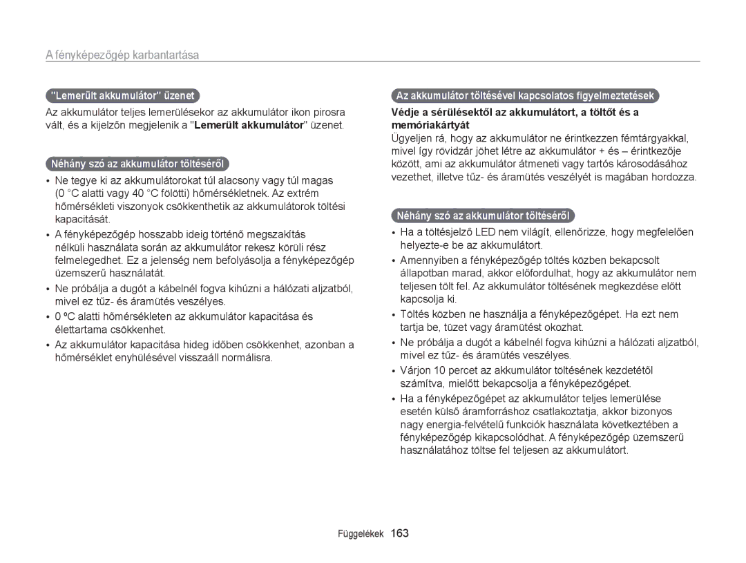 Samsung EC-WB850FBPBE2, EC-WB850FBPBE3, EC-WB855FBDBE3 Lemerült akkumulátor üzenet, Néhány szó az akkumulátor töltéséről 