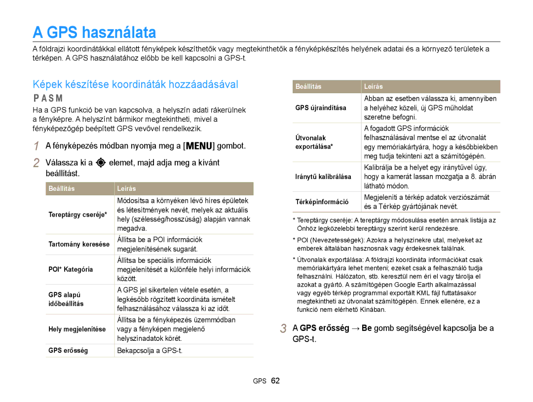 Samsung EC-WB850FBPBE3, EC-WB855FBDBE3, EC-WB850FBPBE2 manual GPS használata, Képek készítése koordináták hozzáadásával 