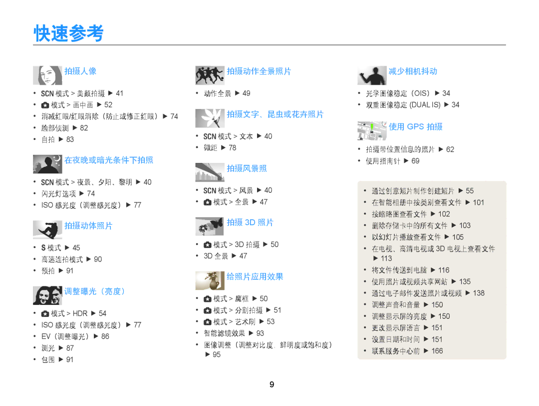 Samsung EC-WB855FBDBE3, EC-WB850FBPBE3, EC-WB850FBPBE2 manual 快速参考, 给照片应用效果 