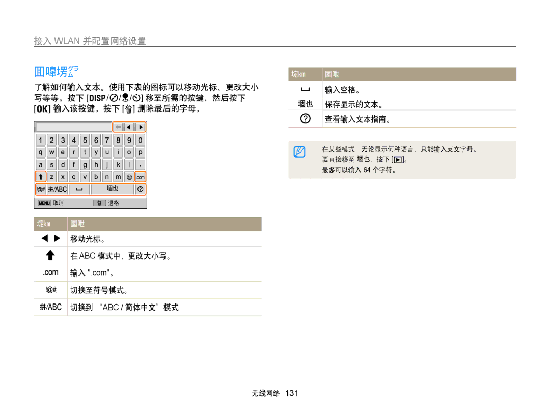 Samsung EC-WB850FBPBE3, EC-WB855FBDBE3, EC-WB850FBPBE2 manual 输入文本 