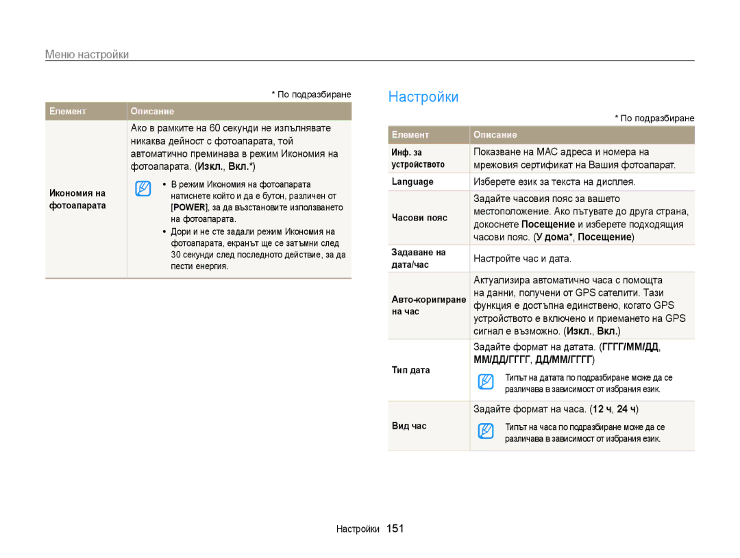 Samsung EC-WB850FBPBE3 manual Настройки 