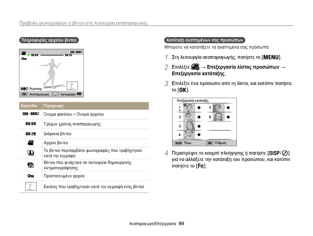 Samsung EC-WB850FBPBE3 manual Προβολή φωτογραφιών ή βίντεο στη λειτουργία αναπαραγωγής, Επεξεργασία κατάταξης 