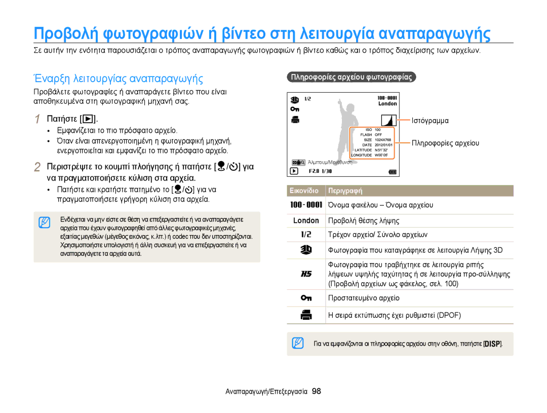 Samsung EC-WB850FBPBE3 Έναρξη λειτουργίας αναπαραγωγής, Εμφανίζεται το πιο πρόσφατο αρχείο, Ιστόγραμμα Πληροφορίες αρχείου 