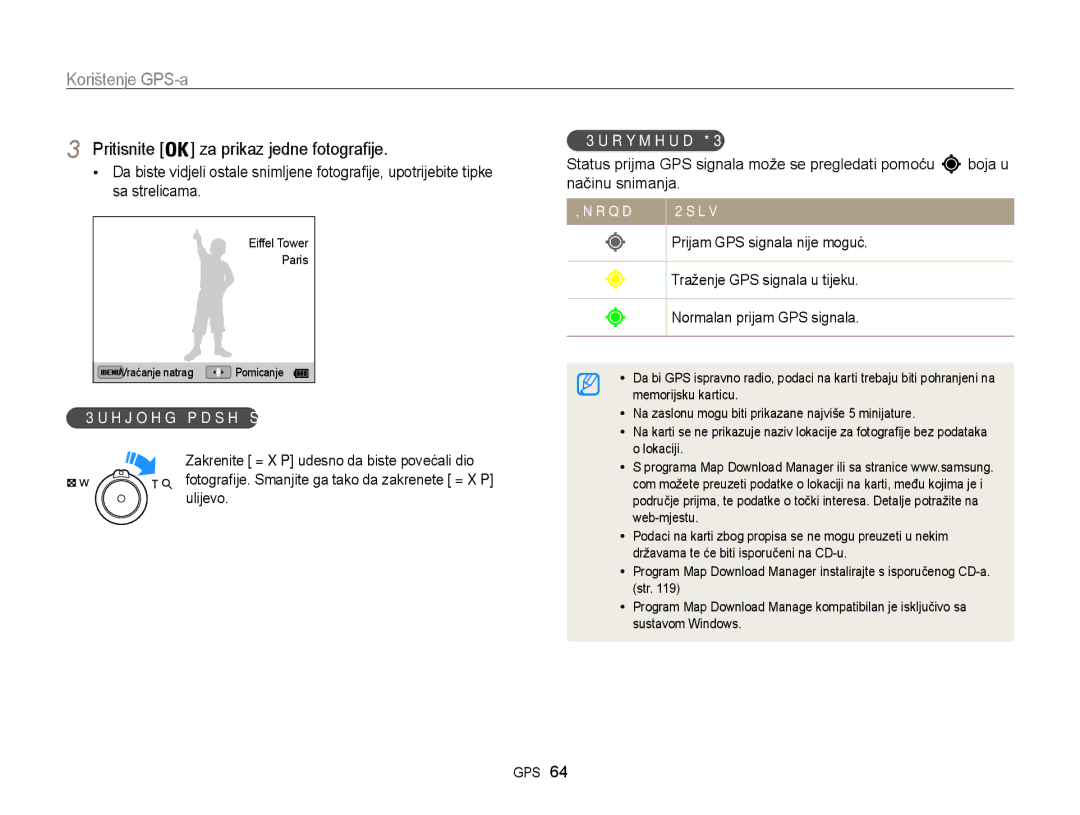 Samsung EC-WB850FBPBE3 manual Pritisnite za prikaz jedne fotografije, Status prijma GPS signala može se pregledati pomoću 