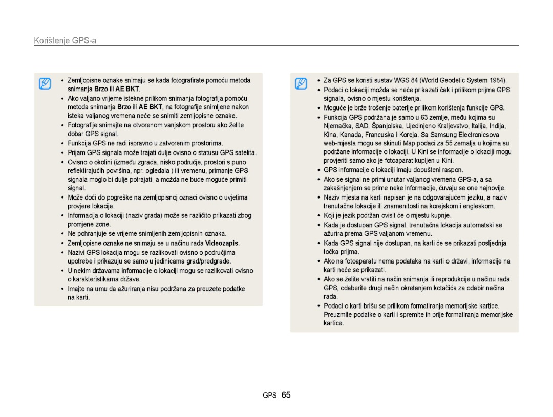 Samsung EC-WB850FBPBE3 manual GPS informacije o lokaciji imaju dopušteni raspon 