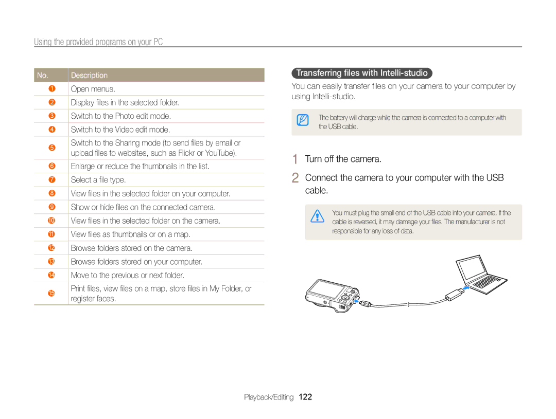 Samsung EC-WB855FBDBE3, EC-WB850FBPBFR, EC-WB850FBPBE1, EC-WB850FDDBME, EC-WB850FBPBAE Transferring files with Intelli-studio 