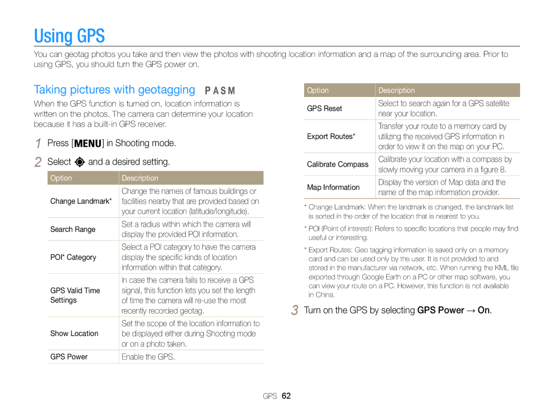 Samsung EC-WB850FDPBIR manual Using GPS, Taking pictures with geotagging, Press Shooting mode Select A desired setting 