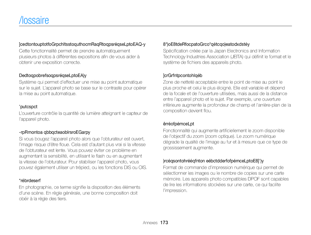 Samsung EC-WB850FBPBFR, EC-WB850FBPBE1 manual Glossaire 