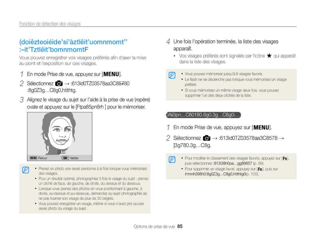 Samsung EC-WB850FBPBFR, EC-WB850FBPBE1 Enregistrement de visages préférés Mes Visages Préférés, Dans la liste des visages 