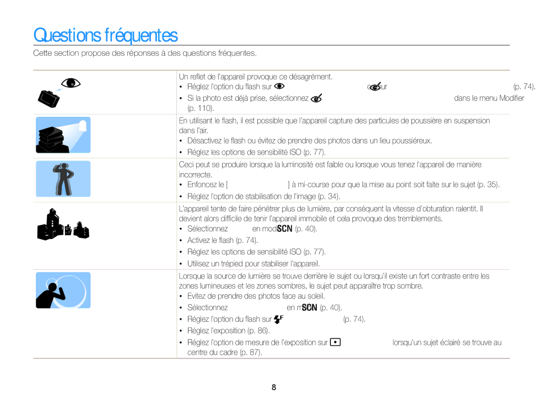 Samsung EC-WB850FBPBE1, EC-WB850FBPBFR manual Questions fréquentes 