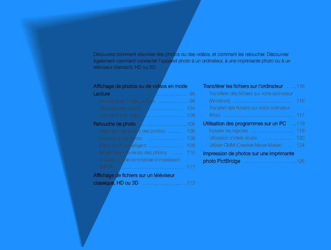 Samsung EC-WB850FBPBFR manual Transférer les fichiers sur lordinateur ………116, Utilisation des programmes sur un PC … …119 