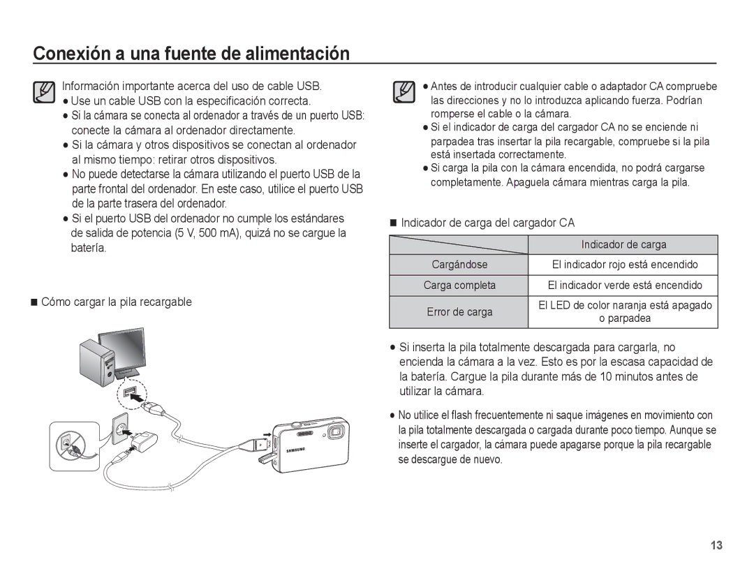 Samsung EC-WP10ZZBPYE1, EC-WP10ZZBPUE1, EC-WP10ZZBPBE1, EC-WP10ZZBPRE1, EC-WP10ZZDPRAS Indicador de carga del cargador CA 