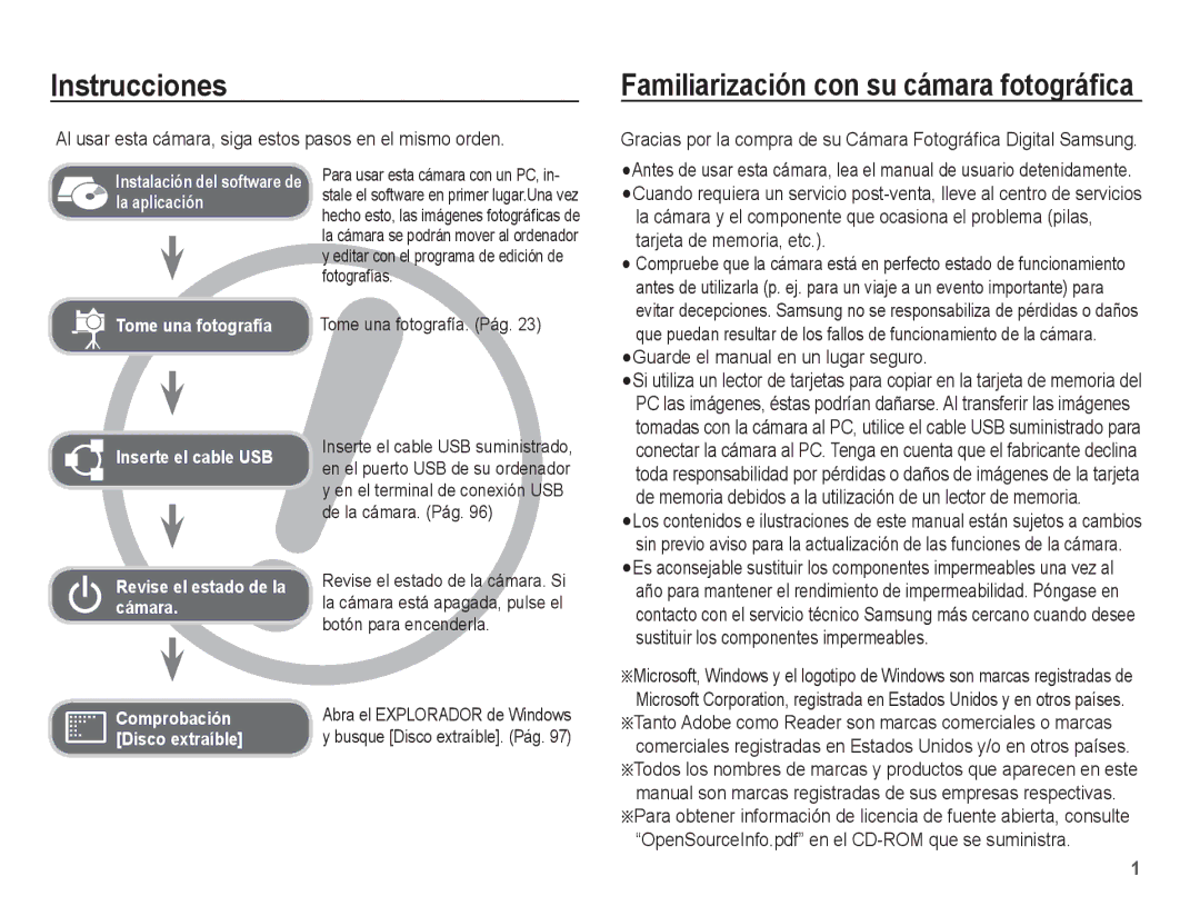 Samsung EC-WP10ZZBPRE1 Instrucciones, Al usar esta cámara, siga estos pasos en el mismo orden, Tome una fotografía. Pág 