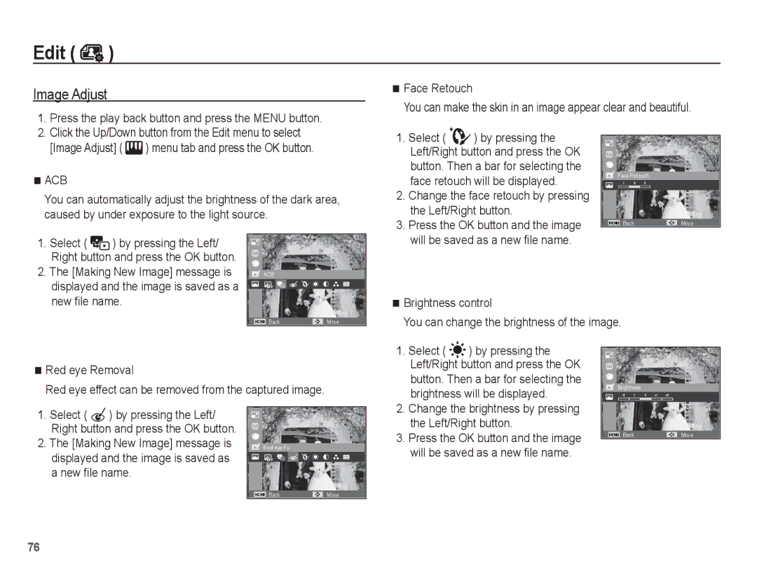 Samsung EC-WP10ZZBPUGS manual Press the play back button and press the Menu button, Select By pressing, Red eye Removal 