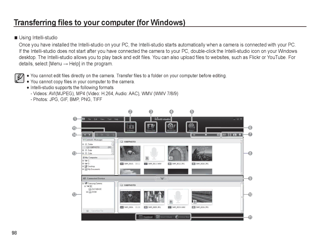 Samsung EC-WP10ZZBPUE3, EC-WP10ZZBPUE1, EC-WP10ZZBPUGS, EC-WP10ZZBPBE1, EC-WP10ZZBPYIT, EC-WP10ZZBPUIT Using Intelli-studio 