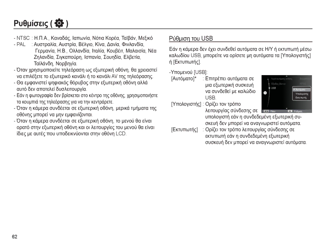 Samsung EC-WP10ZZBPBE3 manual ȆȪșȝȚıȘ ĲȠȣ USB, ȜȚĮ İȟȦĲİȡȚțȒ ıȣıțİȣȒ, ȞĮ ıȣȞįİșİȓ ȝİ țĮȜȫįȚȠ, ȊʌȠȜȠȖȚıĲȒȢ ȅȡȓȗİȚ ĲȠȞ ĲȡȩʌȠ 