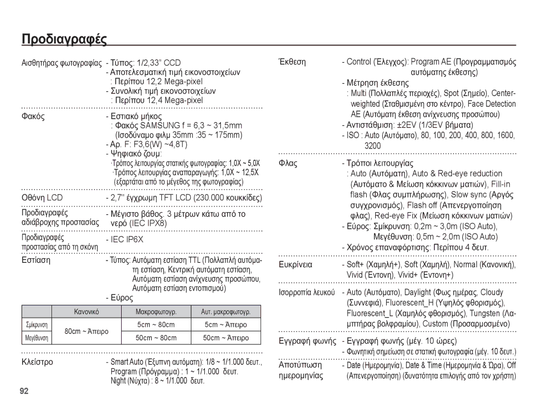 Samsung EC-WP10ZZBPYE3, EC-WP10ZZBPUE3, EC-WP10ZZBPRE3, EC-WP10ZZBPBE3 manual ȆȡȠįȚĮȖȡĮĳȑȢ 