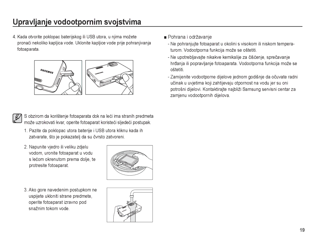 Samsung EC-WP10ZZBPUE3, EC-WP10ZZBPYE3, EC-WP10ZZBPRE3, EC-WP10ZZBPBE3 manual Pohrana i održavanje 