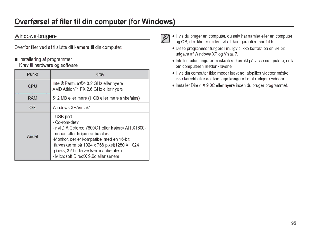 Samsung EC-WP10ZZBPYE2, EC-WP10ZZBPBE2, EC-WP10ZZBPRE2 Overførsel af filer til din computer for Windows, Windows-brugere 