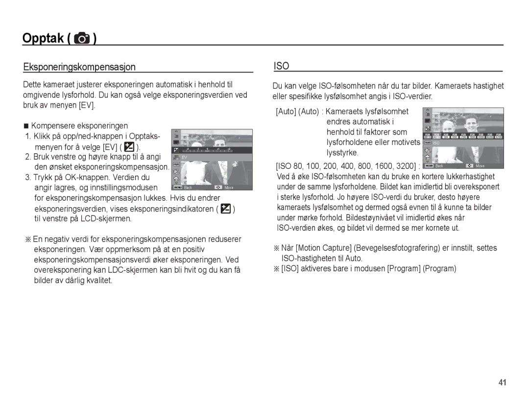 Samsung EC-WP10ZZBPYE2, EC-WP10ZZBPBE2 manual Eksponeringskompensasjon, Klikk på opp/ned-knappen i Opptaks, Lysstyrke 