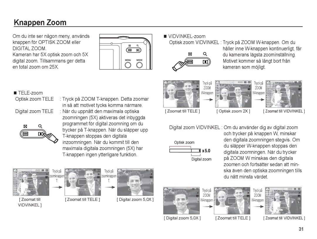 Samsung EC-WP10ZZBPRE2, EC-WP10ZZBPYE2, EC-WP10ZZBPBE2 manual Knappen Zoom 