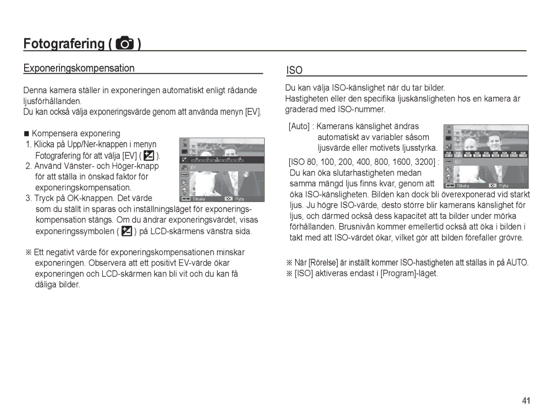 Samsung EC-WP10ZZBPYE2, EC-WP10ZZBPBE2, EC-WP10ZZBPRE2 manual Exponeringskompensation 