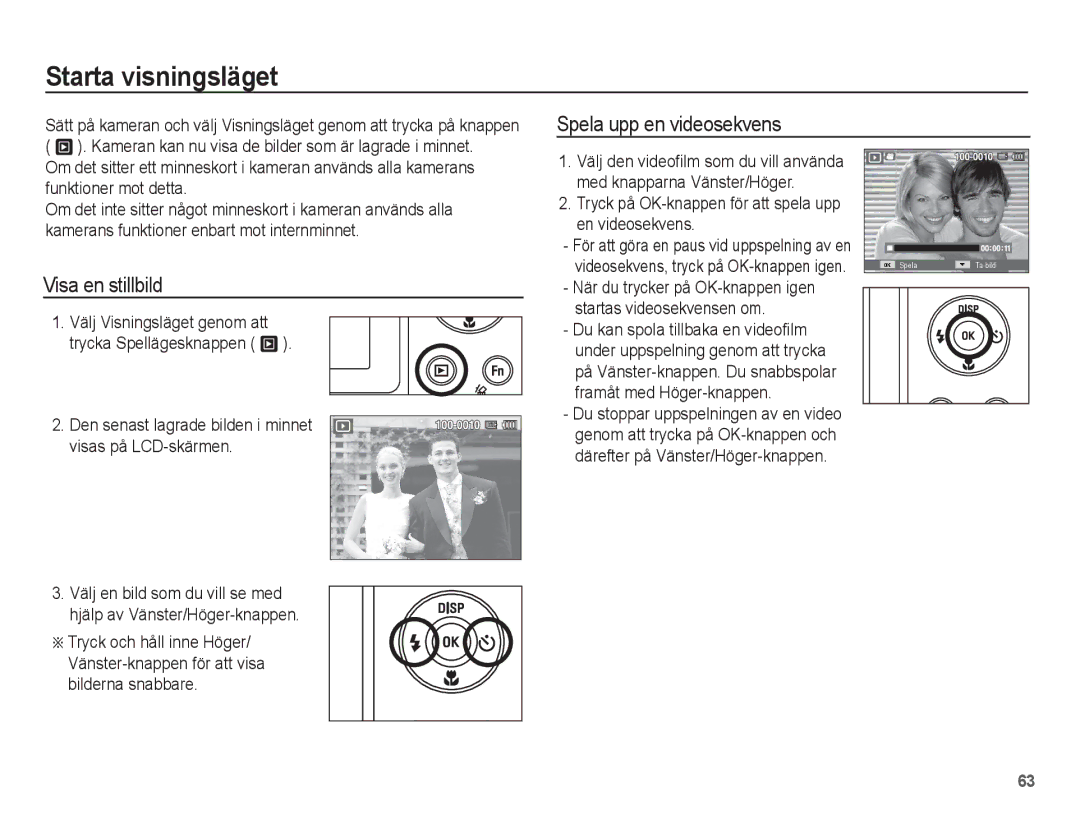 Samsung EC-WP10ZZBPBE2, EC-WP10ZZBPYE2 Starta visningsläget, Spela upp en videosekvens, Visa en stillbild, En videosekvens 