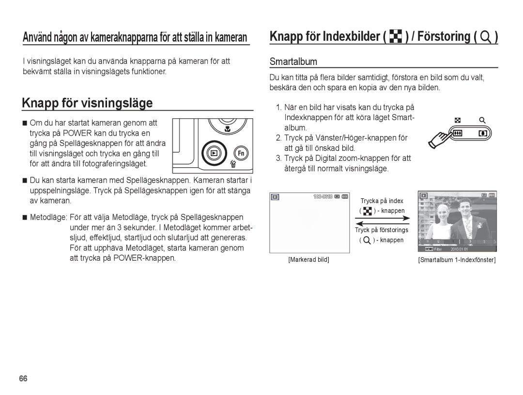 Samsung EC-WP10ZZBPBE2, EC-WP10ZZBPYE2, EC-WP10ZZBPRE2 manual Knapp för visningsläge, Smartalbum 