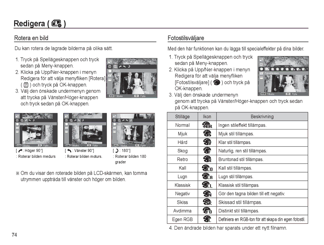 Samsung EC-WP10ZZBPYE2, EC-WP10ZZBPBE2, EC-WP10ZZBPRE2 manual Rotera en bild 