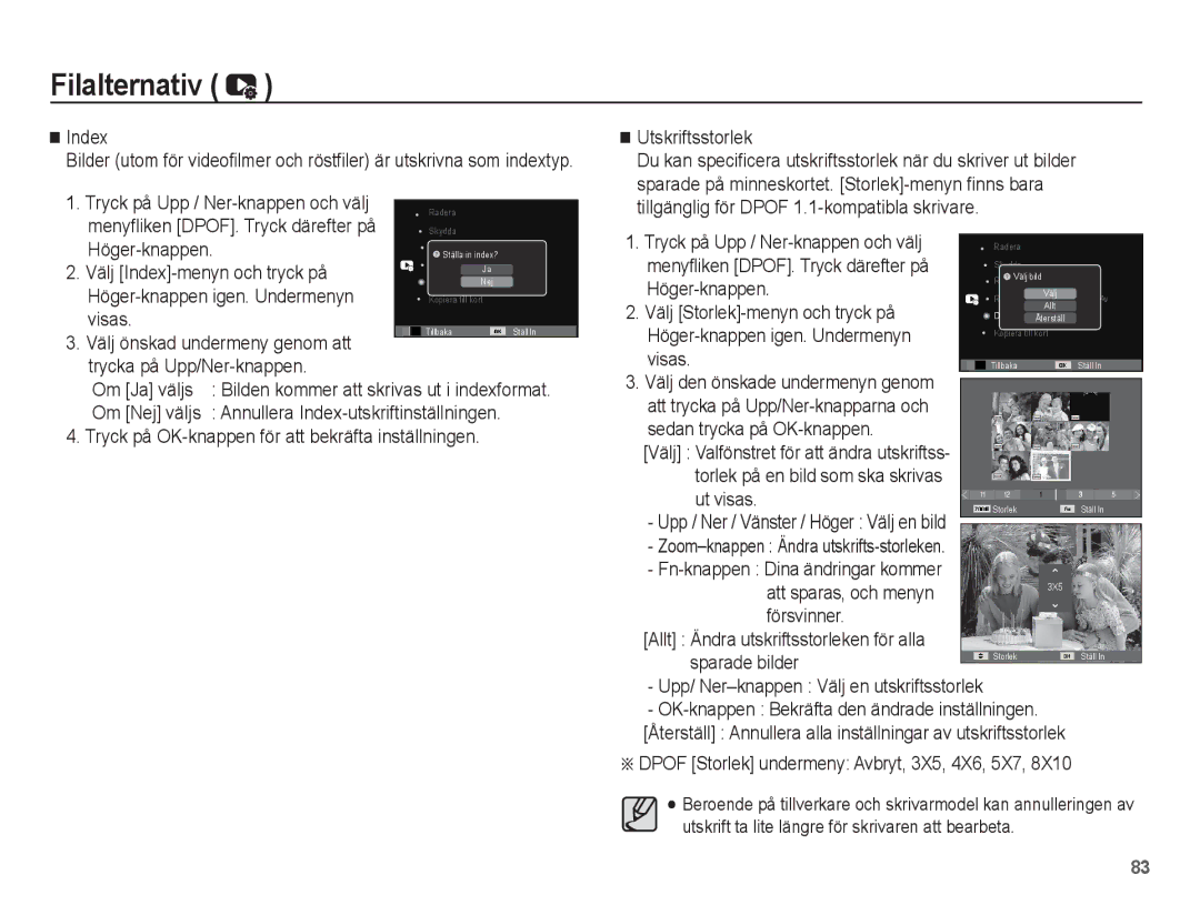 Samsung EC-WP10ZZBPYE2 manual Välj Index-menyn och tryck på, Visas, Trycka på Upp/Ner-knappen Om Ja väljs, Ut visas 