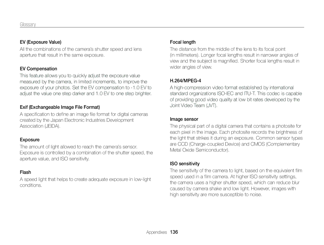 Samsung ECMV800ZBPBUS user manual Glossary 