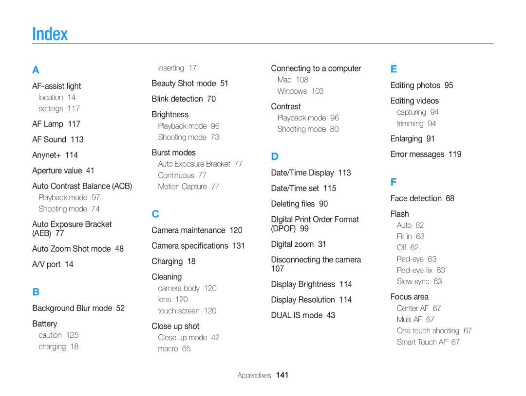 Samsung ECMV800ZBPBUS user manual Index 