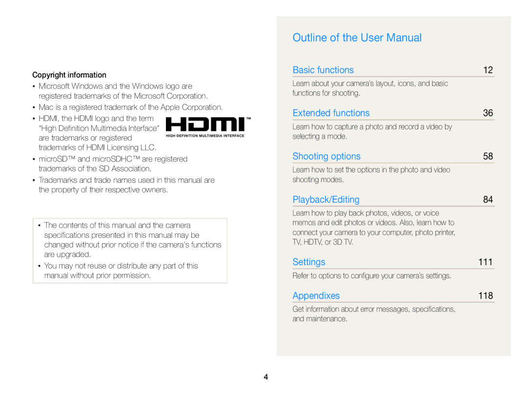 Samsung ECMV800ZBPBUS user manual 111, 118 