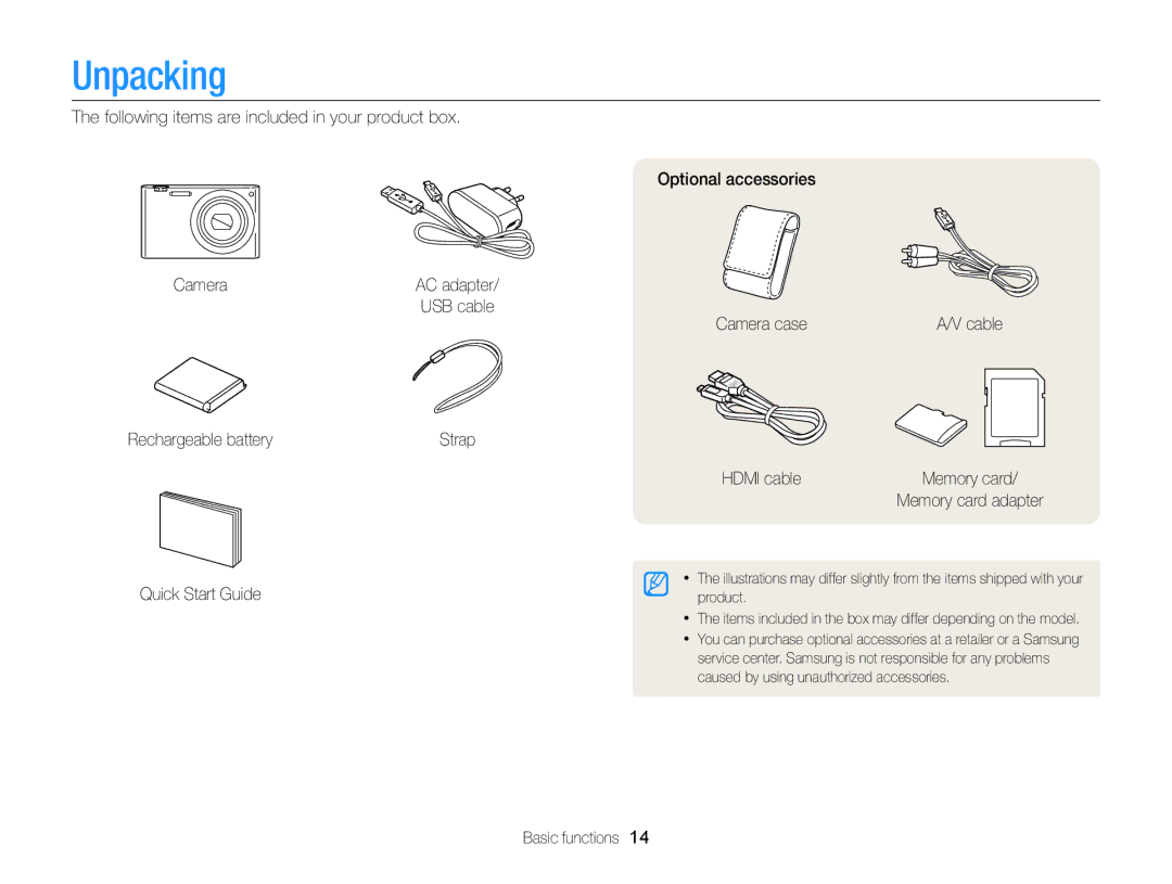 Samsung ECMV900FBPWUS appendix Unpacking 