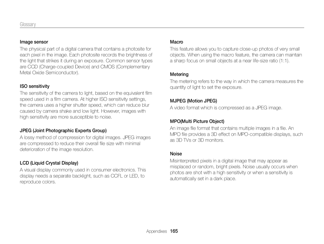 Samsung ECMV900FBPWUS appendix Glossary 