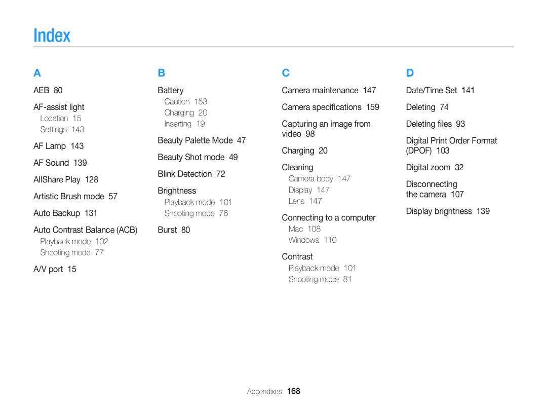 Samsung ECMV900FBPWUS appendix Index 