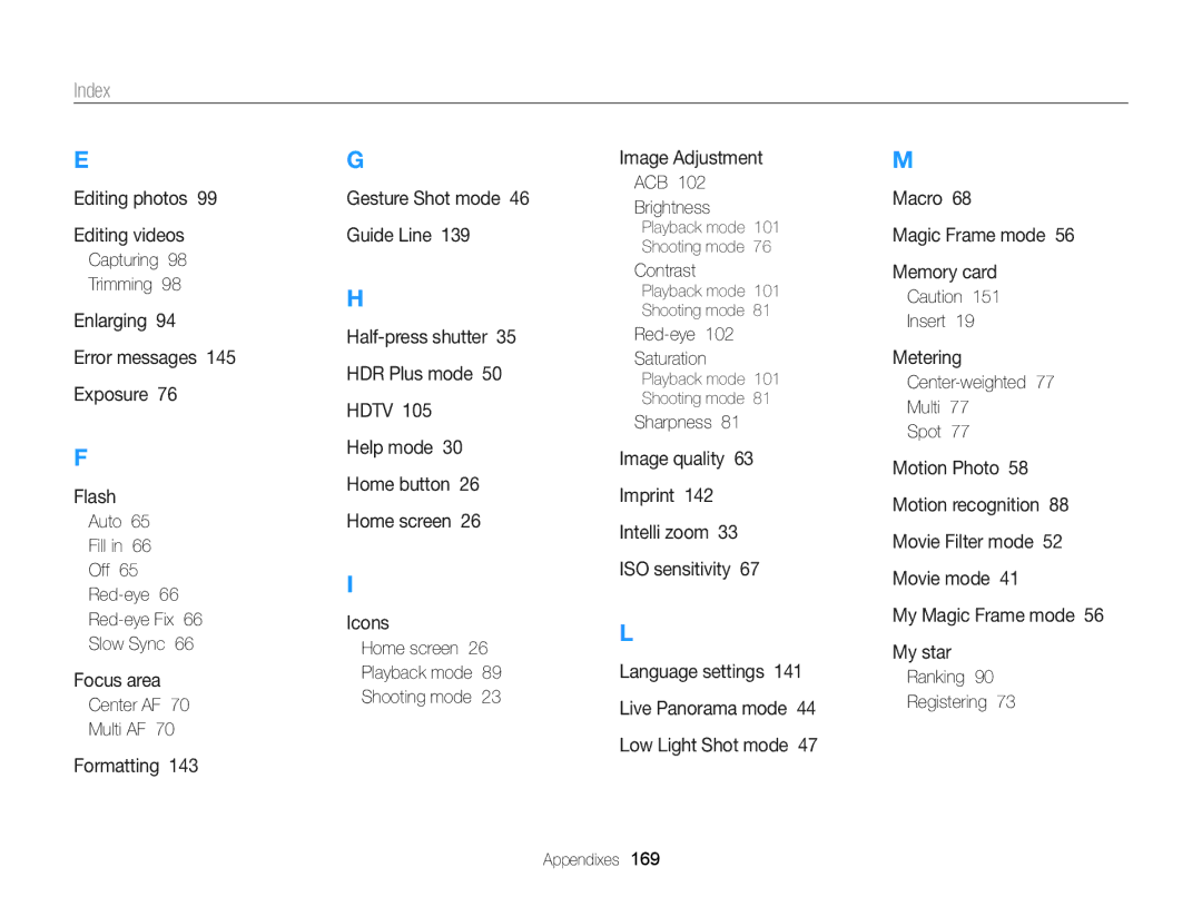 Samsung ECMV900FBPWUS appendix Index 