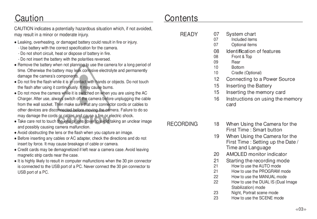 Samsung ECNV24HBBA, NV24 HD manual Contents 